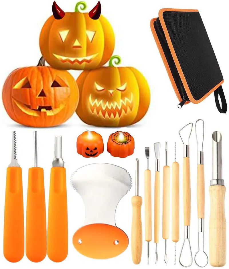 Professional Stainless Steel Pumpkin Carving Kit – 12-Piece Heavy-Duty Halloween Tool Set With Storage Case 1