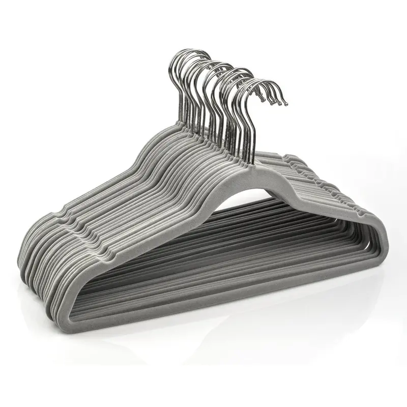 Raymond Waites Ultra-Thin Flocked Velvet Hangers – Space-Saving Non-Slip Clothing Hangers (25-Pack, Grey) 1