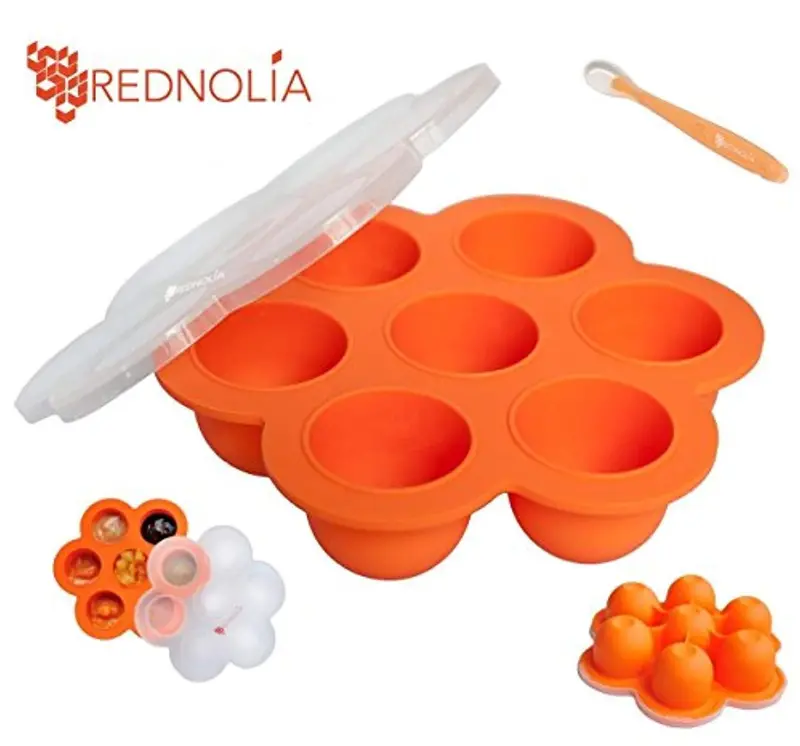 Rednolia Bpa-Free Baby Food Freezer Tray – 7-Compartment Silicone Puree & Breast Milk Storage With Spoon (2.5 Oz Each) 1