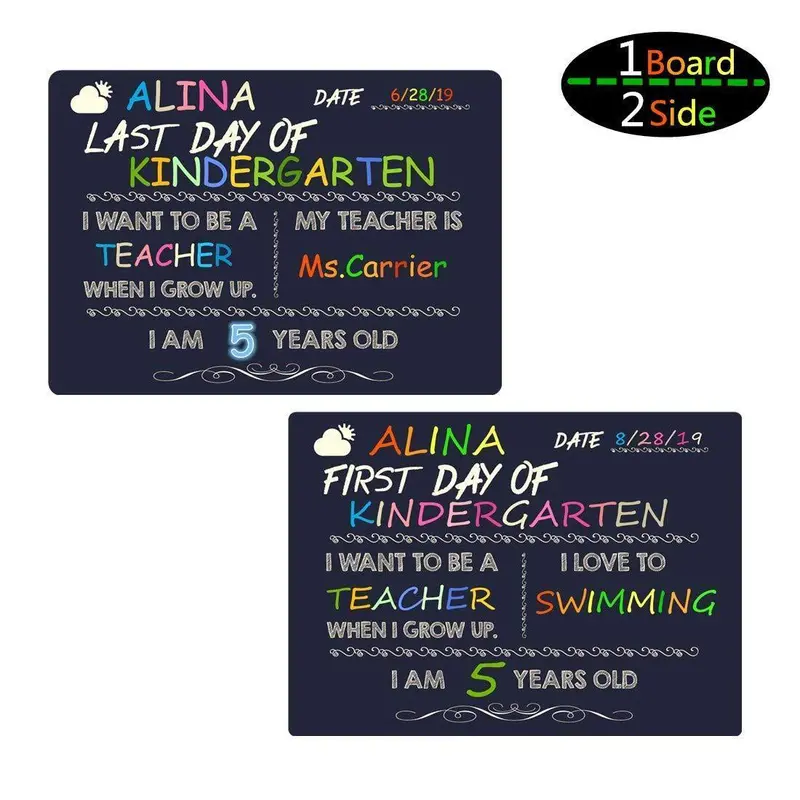 Reusable Wooden First & Last Day Of School Chalkboard Signs – 14" X 10" Photo Props For Kids’ Back-To-School Photos 1