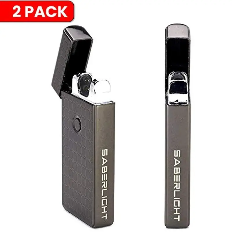 Saberlight 2-Pack Rechargeable Plasma Lighter – Flameless, Windproof, Splashproof Electric Lighter (No Butane) 1