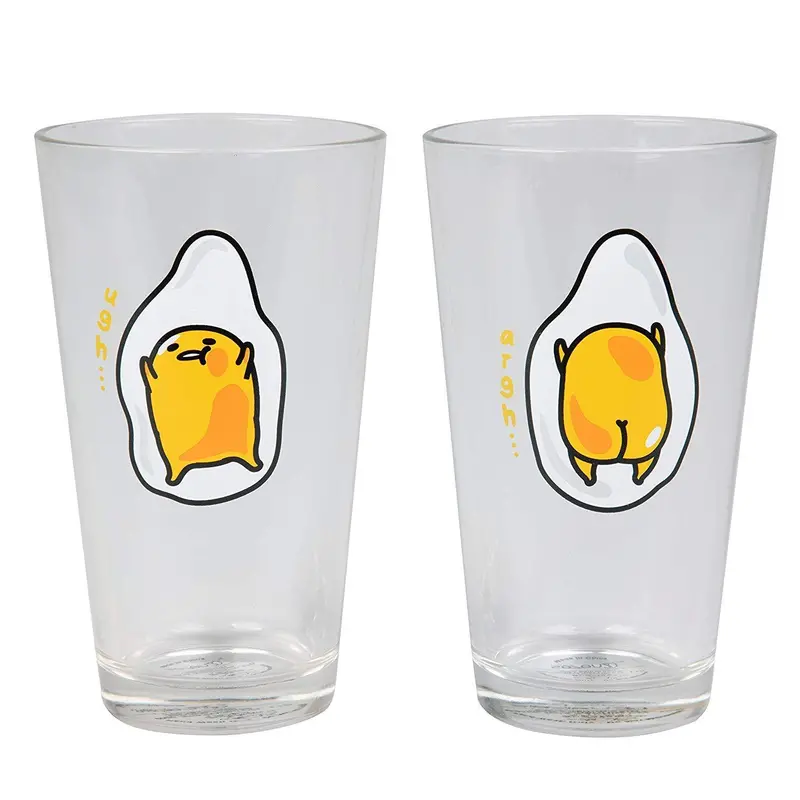 Sanrio Gudetama Pint Glass Set – Adorable Dual-Side Egg Yolk Design On 15Oz Glasses 1