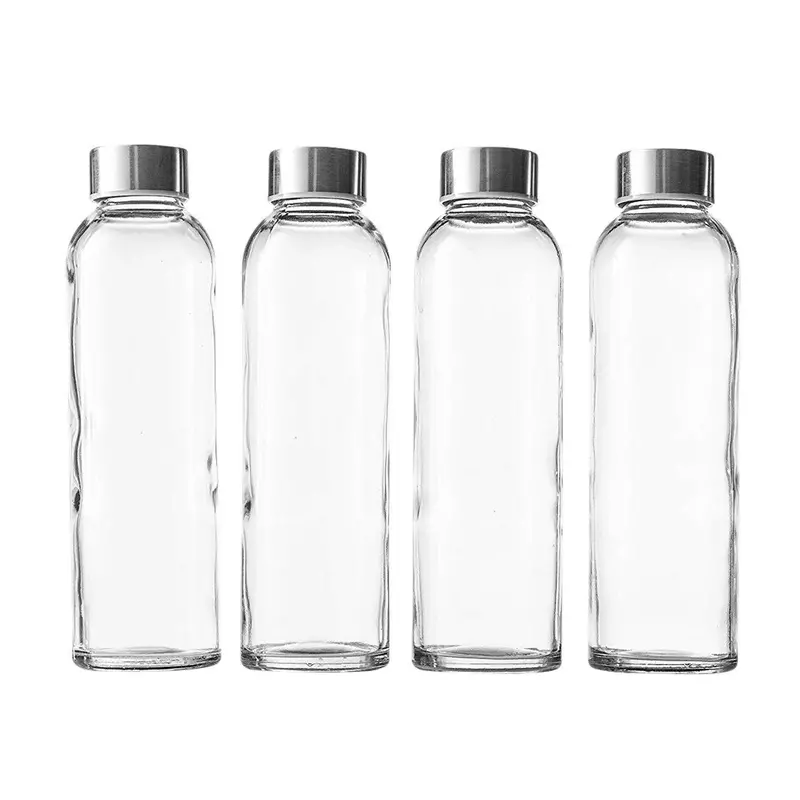 Seacoast Clear 18 Oz Glass Juice Bottles With 18/10 Stainless Steel Caps – Pack Of 6 2