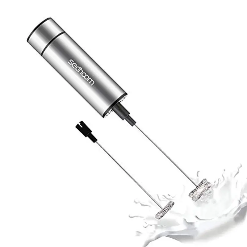 Sedhoom Handheld Milk Frother – Rechargeable Travel Foam Maker With Dual Whisks For Hot & Cold Beverages 1