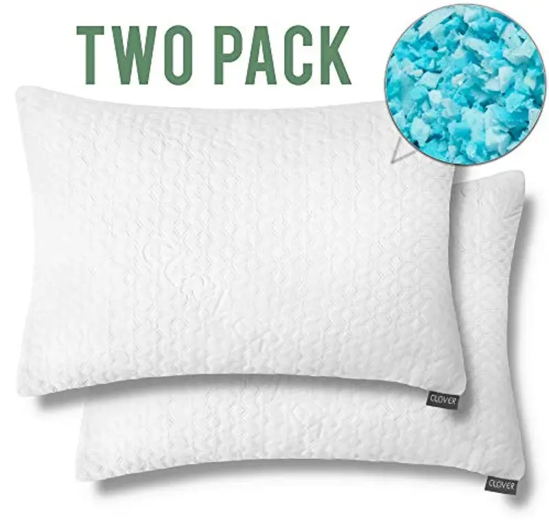Shredded Memory Foam Cooling Pillow – Bamboo-Derived, Hypoallergenic Queen-Size Bed Pillow For Side & Stomach Sleepers (2-Pack) 1