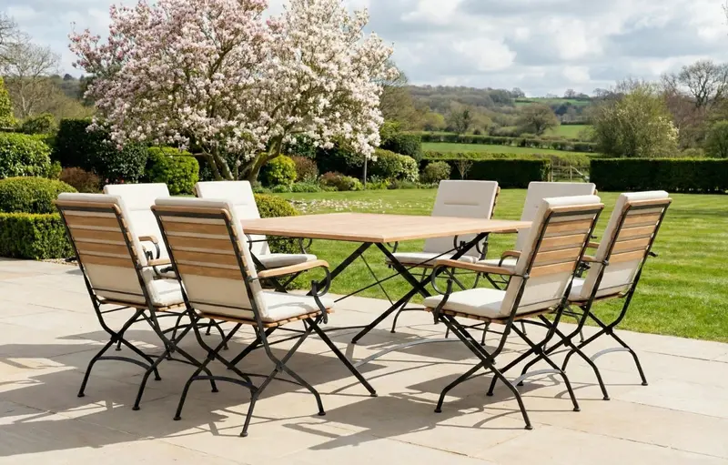 Sicily 8-Piece Teak & Wrought Iron Garden Dining Set (140Cm Square) 1