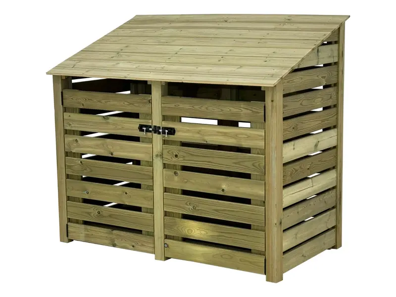 Slatted Premium Log Store With Lockable Doors (146 × 126/180 × 88 Cm) 1