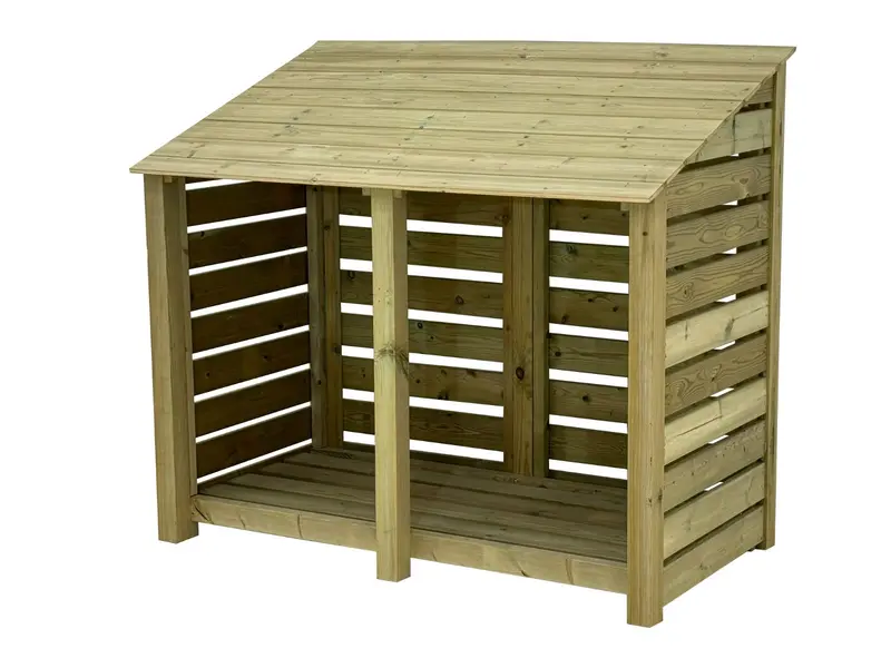 Slatted Premium Log Store With Ventilation (146 × 126/180 × 88 Cm) 1