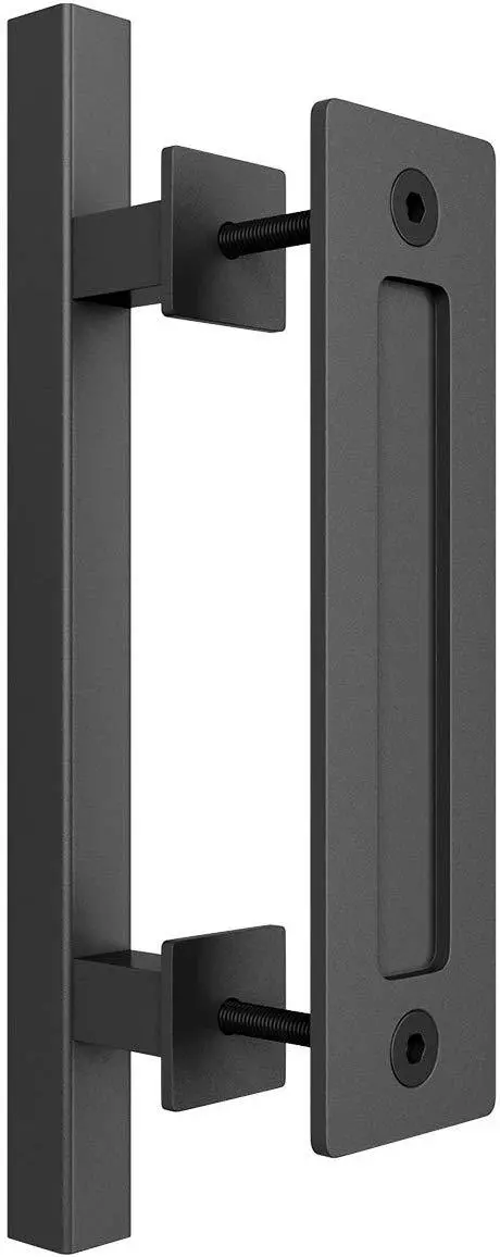 Smartstandard 12-Inch Square Stainless Steel Pull & Flush Handle Set – Sliding Barn Door Compatible 1