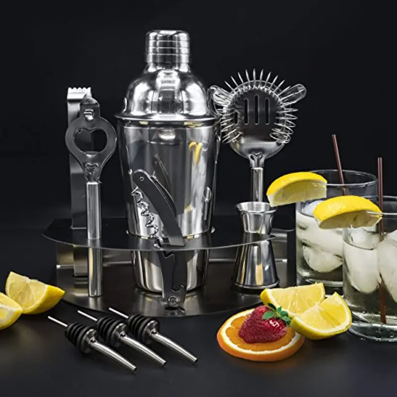 Sorbus Deluxe Bar Tool Set – 10-Piece Cocktail Mixing Kit With Stand: Shaker, Jigger, Strainer, Pourers & More 1