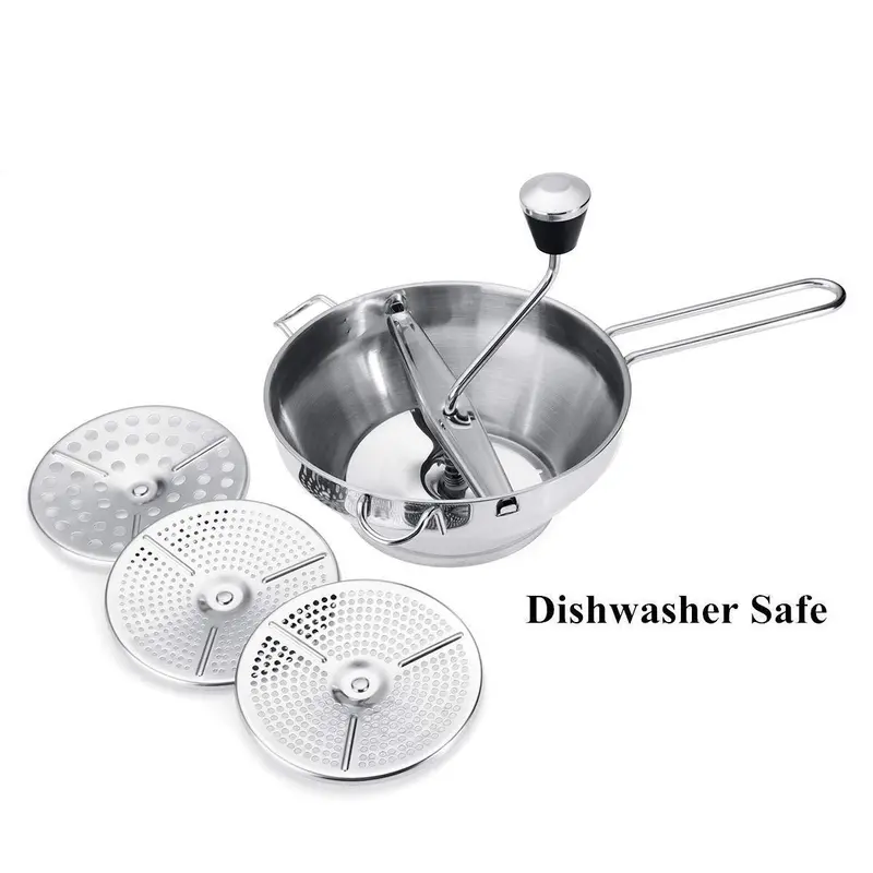 Stainless Steel Food Mill With Three Interchangeable Discs – Dishwasher-Safe Mouli Ricer For Smooth Purees, Mashed Potatoes, And More 1