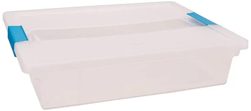 Sterilite Large Clip Box With Blue Aquarium-Style Latches – Clear Storage Container Set (2-Pack) 1
