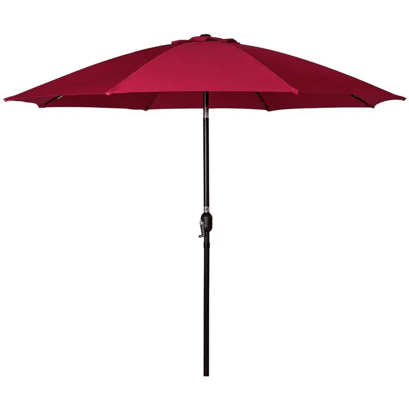 Sundale 9-Foot Aluminum Market Umbrella – Crank Lift & Push-Button Tilt, 8-Rib Fiberglass Frame, Black Polyester Canopy 1