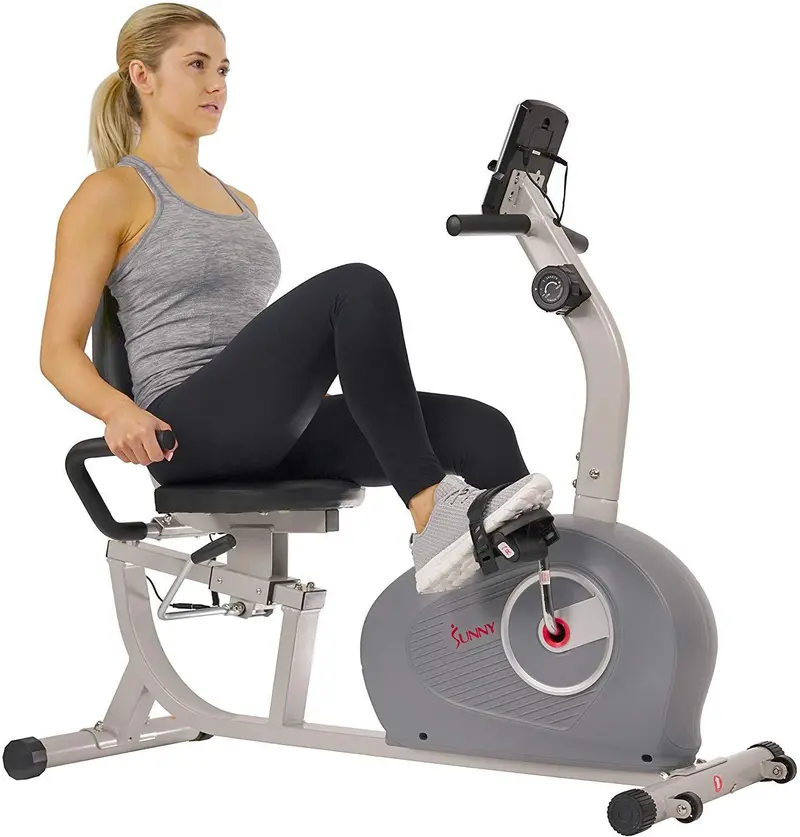 Sunny Health & Fitness Magnetic Recumbent Bike – Sf-Rb4905 Comfortable Low-Impact Cardio Machine 1