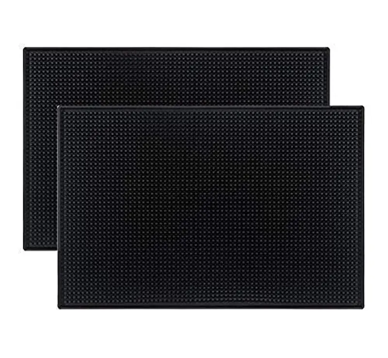 Tebery Black Rubber Bar Spill Mat – 18" X 12", Pack Of 2 For Counter Or Service Areas 1
