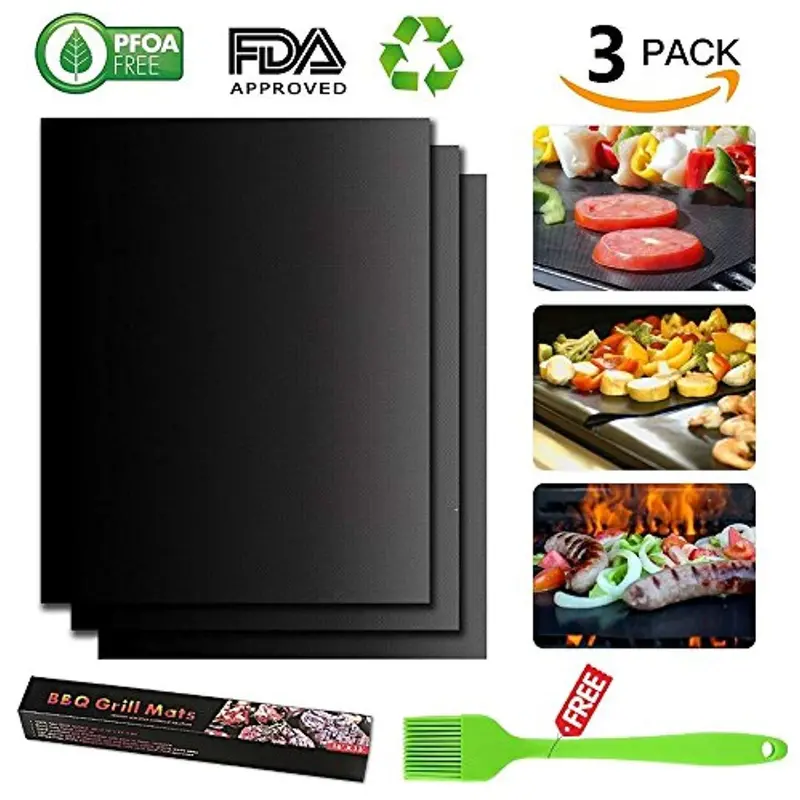 Tengyu Non-Stick Bbq Grill Mats – Set Of 3 Heavy-Duty Reusable Sheets For Gas, Charcoal & Electric Grills 1