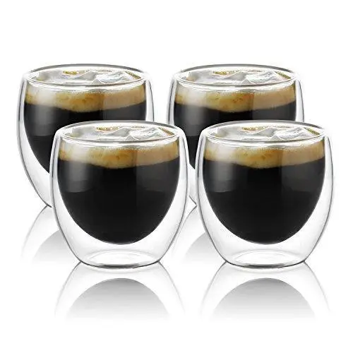Teocera Double-Walled Espresso Cups – Set Of 4 Borosilicate Glass Shot Glasses (2.7 Oz) For Coffee, Tea & More 1