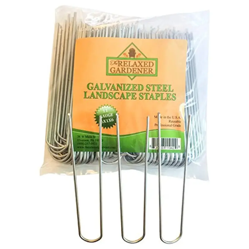 The Relaxed Gardener Galvanized Landscape Staples – 100-Pack, 6-Inch Anti-Rust Steel Anchors For Weed Barrier Fabric, Netting, And Ground Cover Installation 1