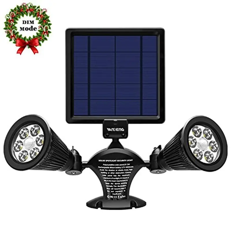 Vandeng Solar-Powered Outdoor Motion Light – Dual-Head 12-Led Security Spotlight With 360° Adjustable Heads, Ip65 Waterproof Design For Driveways, Patios & Gardens 1