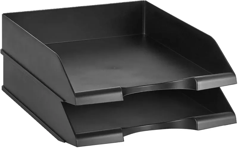 Veesun Pack Of 2 Stackable Letter Trays – Black Desktop File Organizers 1