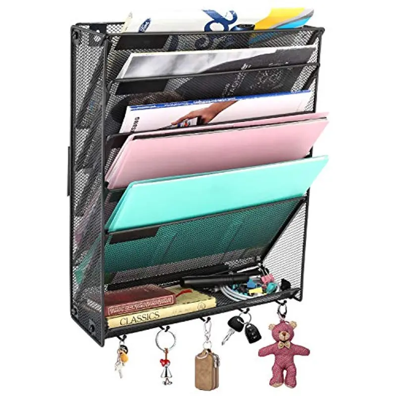 Veesun Wall-Mounted File Holder – Sleek Black Metal Magazine & Document Organizer For Desks And Office Walls 1