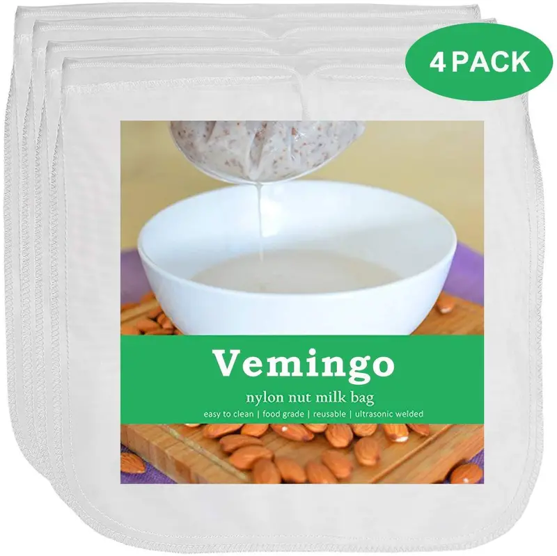 Veeyoo Reusable Nut Milk Straining Bags – 12" X 12" Fine-Mesh Sacks For Almond Milk, Juice, Cheese & Coffee (2-Pack) 1