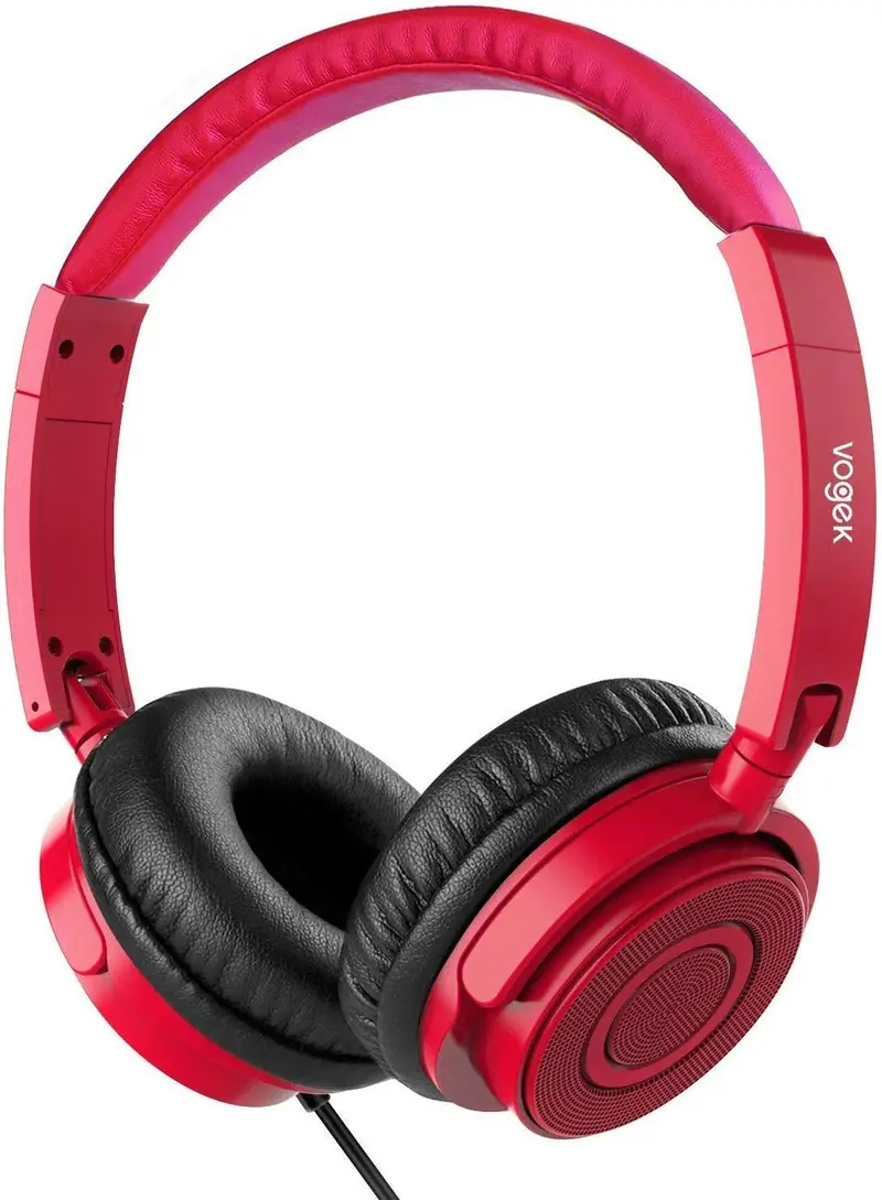 Vogek Portable On-Ear Headphones – Lightweight Stereo Bass Headset With Microphone (Black) 1
