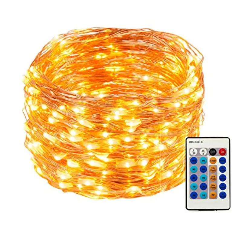 Weico 99-Foot Dimmable Led String Lights – 300-Warm-White Copper Wire Fairy Lights With Remote For Indoor/Outdoor Use 1