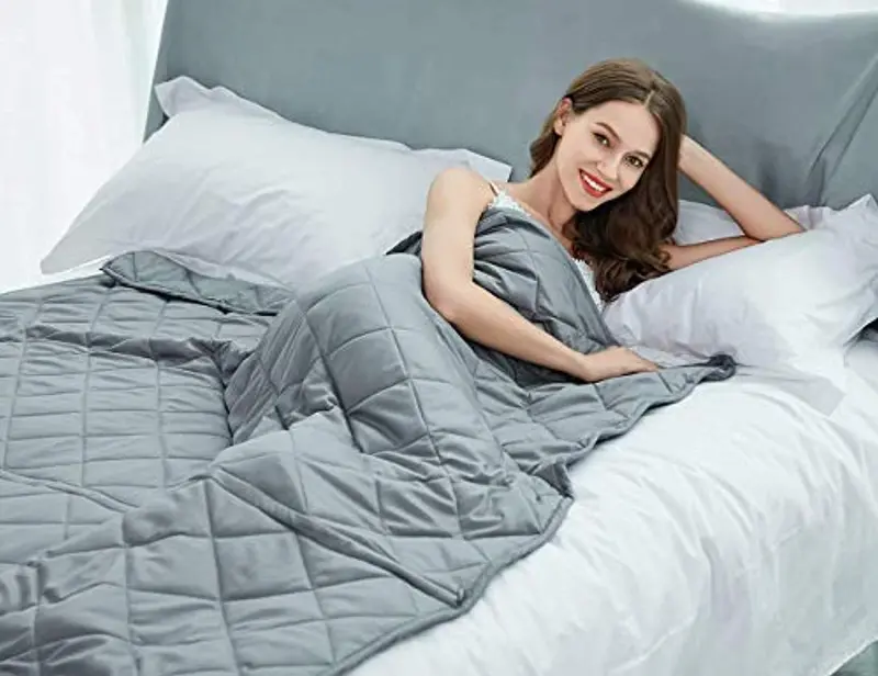 Weighted Cotton Blanket – 15 Lb Queen-Size (60" X 80") Calming Pressure Blanket For Adults And Teens – Soft Grey Fabric 1