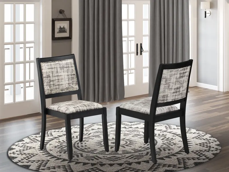 White-And-Gray Pattern Faux Leather Dining Chair – Stylish Geometric Texture, Padded Back 1