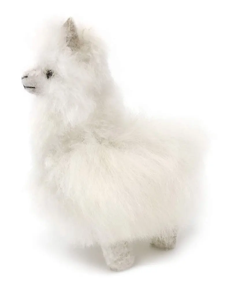 White Baby Alpaca Miniature Figurine – 5-Inch Plush-Style Animal Decor 1