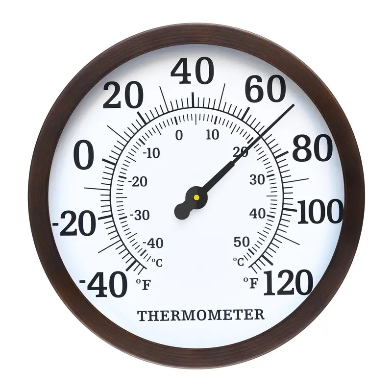 Wihoo Bronze Indoor/Outdoor Thermometer & Hygrometer – Dual-Function Wall-Mount Weather Monitor (8") 2