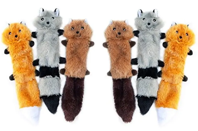 Zippypaws Skinny Peltz Squeaky Dog Toys – No-Stuffing Plush Pack (6 Small-Sized Toys) 1